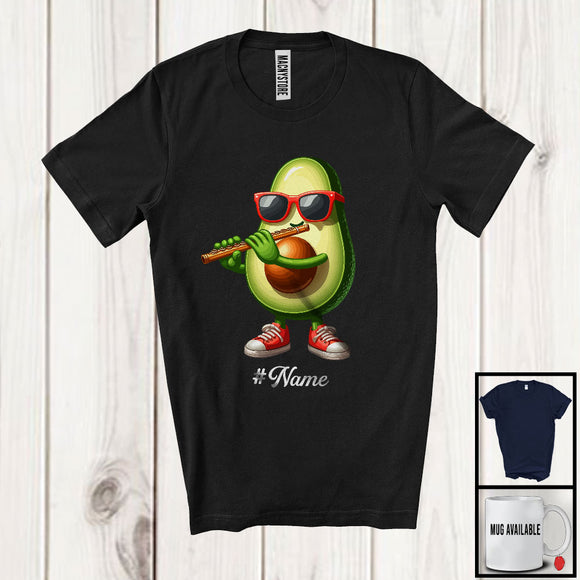 MacnyStore - Personalized Custom Name Avocado Playing Flute, Lovely Fruit Vegan Flute Musical Instrument T-Shirt
