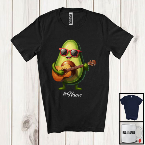 MacnyStore - Personalized Custom Name Avocado Playing Guitar, Lovely Fruit Vegan Guitar Musical Instrument T-Shirt