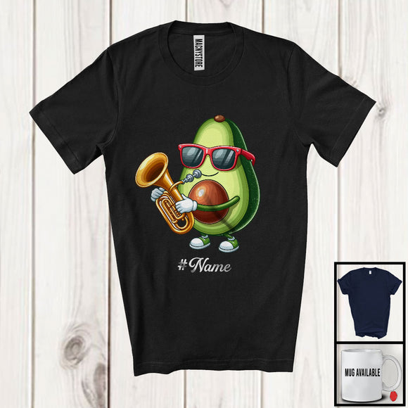 MacnyStore - Personalized Custom Name Avocado Playing Tuba, Lovely Fruit Vegan Tuba Musical Instrument T-Shirt