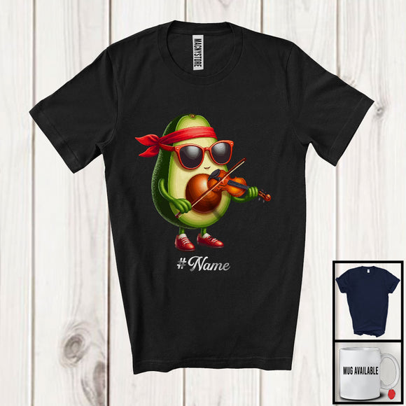 MacnyStore - Personalized Custom Name Avocado Playing Violin, Lovely Fruit Vegan Violin Musical Instrument T-Shirt