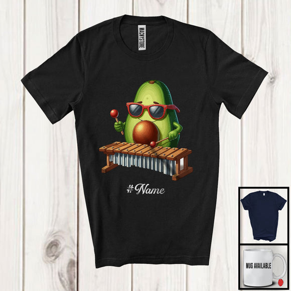 MacnyStore - Personalized Custom Name Avocado Playing Xylophone. Lovely Fruit Vegan Xylophone Musical Instrument T-Shirt