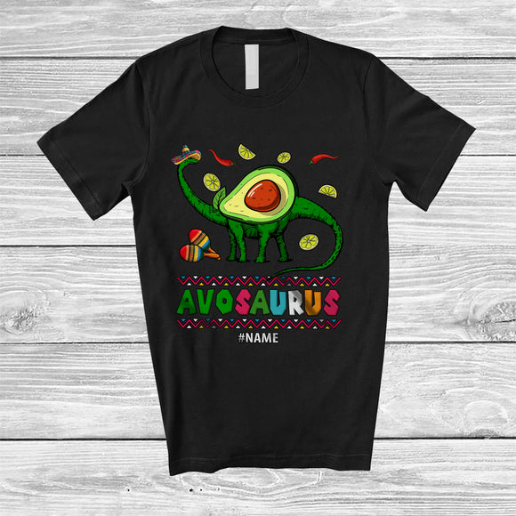MacnyStore - Personalized Custom Name Avosaurus; Lovely Cinco De Mayo Mexican Avocado T-Rex; Vegan T-Shirt