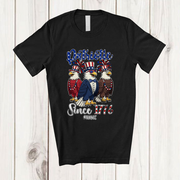 MacnyStore - Personalized Custom Name Awesome Since 1776; Lovely 4th Of July Three Eagle US Flag; Patriotic T-Shirt