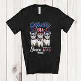 MacnyStore - Personalized Custom Name Awesome Since 1776; Lovely 4th Of July Three Llama US Flag; Patriotic T-Shirt