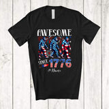 MacnyStore - Personalized Custom Name Awesome Since 1776; Proud 4th Of July Bigfoot Patriotic Family T-Shirt