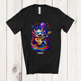 MacnyStore - Personalized Custom Name Axolotl Disco Sunglasses Playing Rock Guitar; Joyful Guitarist Music T-Shirt