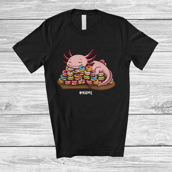 MacnyStore - Personalized Custom Name Axolotl on Donuts; Adorable Axolotl Cake Lover T-Shirt