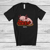 MacnyStore - Personalized Custom Name Axolotl on Strawberries; Adorable Axolotl Vegan Fruit Lover T-Shirt