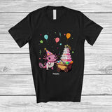 MacnyStore - Personalized Custom Name Axolotl with Cake; Lovely Birthday Party Animal Lover T-Shirt