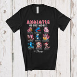 MacnyStore - Personalized Custom Name Axolotls Of The World; Joyful Kawaii Axolotls Activities Collection T-Shirt
