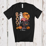 MacnyStore - Personalized Custom Name BOO; Awesome Halloween Costume Moon Ghost Flamingo Animal T-Shirt