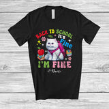 MacnyStore - Personalized Custom Name Back To School I'm Fine; Lovely First Day Of School Cat Schoolbag T-Shirt