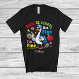 MacnyStore - Personalized Custom Name Back To School I'm Fine; Lovely First Day Of School Goose Schoolbag T-Shirt