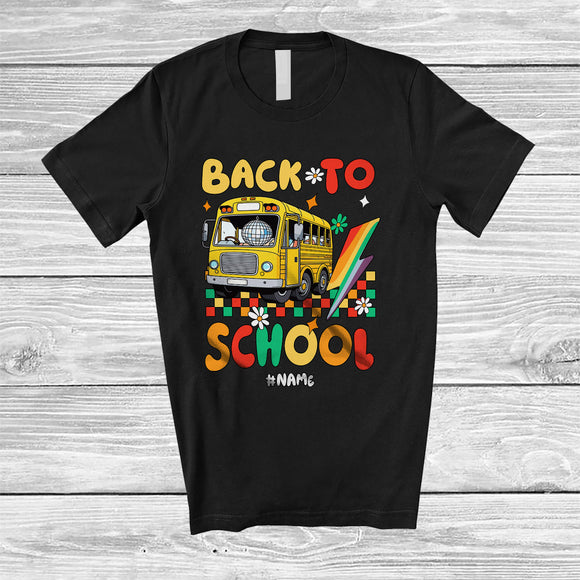 MacnyStore - Personalized Custom Name Back To School; Joyful First Day Of School Bus; Teacher Students T-Shirt