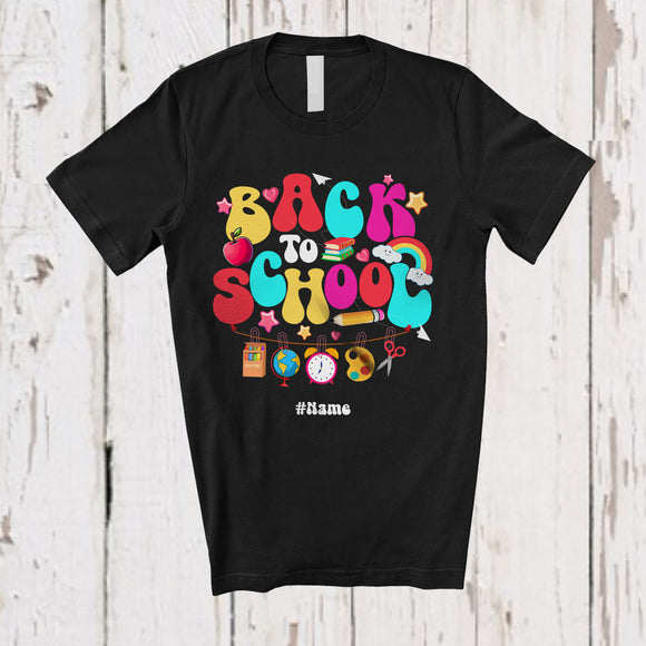 MacnyStore - Personalized Custom Name Back To School; Joyful School Things Collection; Students Teacher T-Shirt