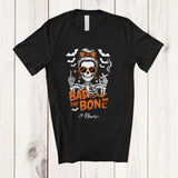 MacnyStore - Personalized Custom Name Bad To The Bone; Cheerful Halloween Skeleton Women Smoking T-Shirt