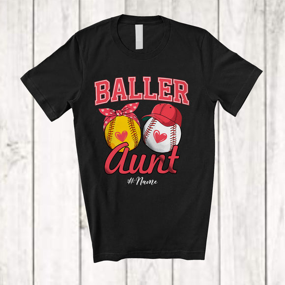 MacnyStore - Personalized Custom Name Baller Aunt; Joyful Mother's Day Baseball Softball Player; Family T-Shirt