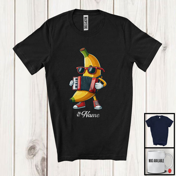 MacnyStore - Personalized Custom Name Banana Playing Accordion, Lovely Fruit Vegan Accordion Musical Instrument T-Shirt
