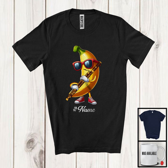 MacnyStore - Personalized Custom Name Banana Playing Bassoon, Lovely Fruit Vegan Bassoon Musical Instrument T-Shirt