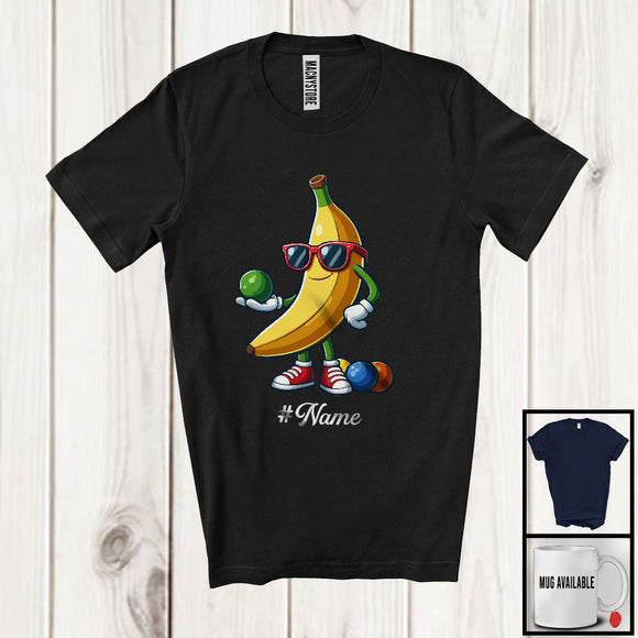 MacnyStore - Personalized Custom Name Banana Playing Bocce Ball, Lovely Fruit Vegan Bocce Ball Sport Player T-Shirt