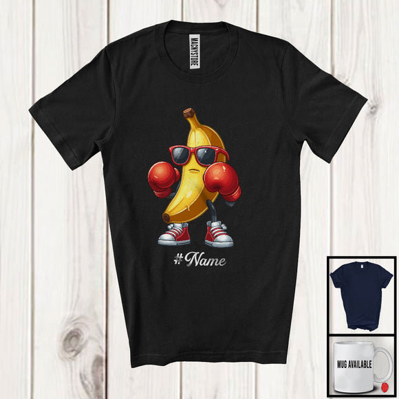 MacnyStore - Personalized Custom Name Banana Playing Boxing, Lovely Fruit Vegan Boxing Sport Player T-Shirt