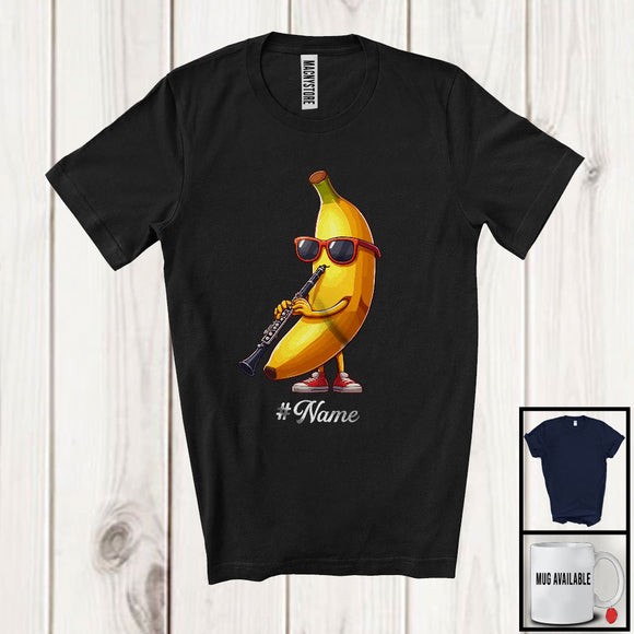 MacnyStore - Personalized Custom Name Banana Playing Clarinet, Lovely Fruit Vegan Clarinet Musical Instrument T-Shirt