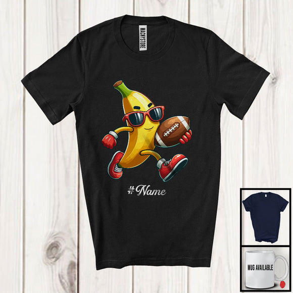 MacnyStore - Personalized Custom Name Banana Playing Football, Lovely Fruit Vegan Football Sport Player T-Shirt