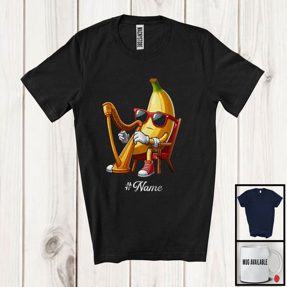 MacnyStore - Personalized Custom Name Banana Playing Harp, Lovely Fruit Vegan Harp Musical Instrument T-Shirt