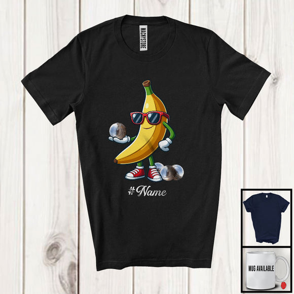 MacnyStore - Personalized Custom Name Banana Playing Petanque, Lovely Fruit Vegan Petanque Sport Player T-Shirt