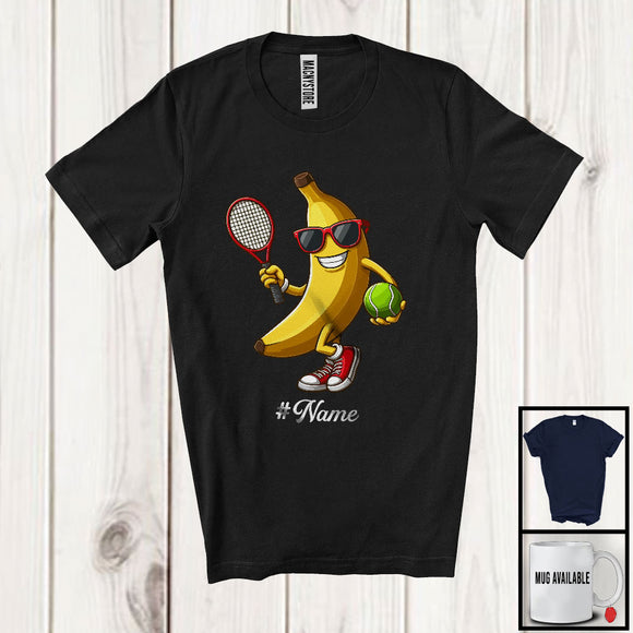 MacnyStore - Personalized Custom Name Banana Playing Tennis, Lovely Fruit Vegan Tennis Sport Player T-Shirt
