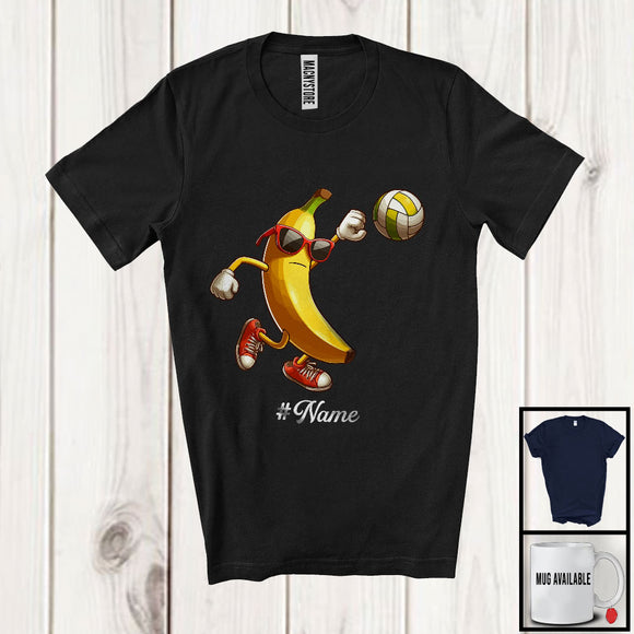 MacnyStore - Personalized Custom Name Banana Playing Volleyball, Lovely Fruit Vegan Volleyball Sport Player T-Shirt