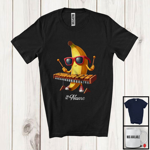 MacnyStore - Personalized Custom Name Banana Playing Xylophone, Lovely Fruit Vegan Xylophone Musical Instrument T-Shirt