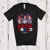 MacnyStore - Personalized Custom Name Barber Squad; Adorable 4th Of July Three Patriotic Gnomes T-Shirt