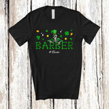 MacnyStore - Personalized Custom Name Barber; Fantastic St. Patrick's Day Leprechaun Skeleton T-Shirt