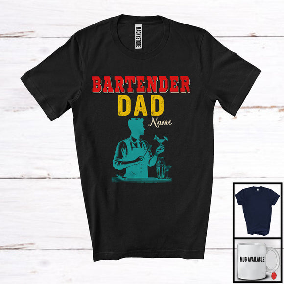 MacnyStore - Personalized Custom Name Bartender Dad, Amazing Father's Day Vintage, Family Group T-Shirt