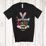 MacnyStore - Personalized Custom Name Bartender Easter Crew; Adorable Easter Bunny Ears; Family T-Shirt