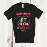 MacnyStore - Personalized Custom Name Bartender Real Firecrackers; Joyful 4th Of July Fireworks; Patriotic T-Shirt