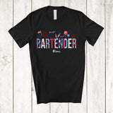 MacnyStore - Personalized Custom Name Bartender; Amazing 4th Of July US Flag Patriotic; Jobs Proud T-Shirt