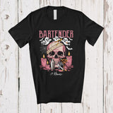 MacnyStore - Personalized Custom Name Bartender; Awesome Halloween Bartender Boo Ghost Skull; Proud Jobs T-Shirt