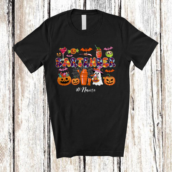 MacnyStore - Personalized Custom Name Bartender; Humorous Halloween Cosplay Boo Ghost Pumpkin T-Shirt