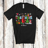MacnyStore - Personalized Custom Name Bartender; Joyful Christmas Cosplay Snowing Leopard Plaid T-Shirt