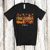 MacnyStore - Personalized Custom Name Bartender; Lovely Thanksgiving Leopard Plaid Pumpkin Turkey T-Shirt