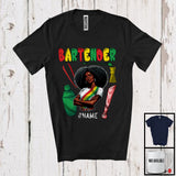 MacnyStore - Personalized Custom Name Bartender, Proud Juneteenth Afro Girl Women, Black African American T-Shirt