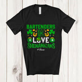 MacnyStore - Personalized Custom Name Bartenders Love Shenanigans; Proud St. Patrick's Day Jobs Shamrock T-Shirt