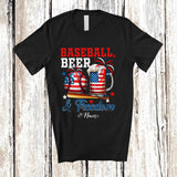 MacnyStore - Personalized Custom Name Baseball Beer Freedom; Joyful 4th of July Drinking Player; Patriotic T-Shirt