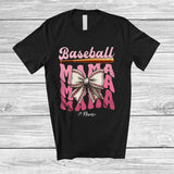 MacnyStore - Personalized Custom Name Baseball Mama; Lovely Mother's Day Coquette Bow Tie; Player Family T-Shirt
