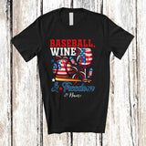 MacnyStore - Personalized Custom Name Baseball Wine Freedom; Joyful 4th of July Drinking Player; Patriotic T-Shirt