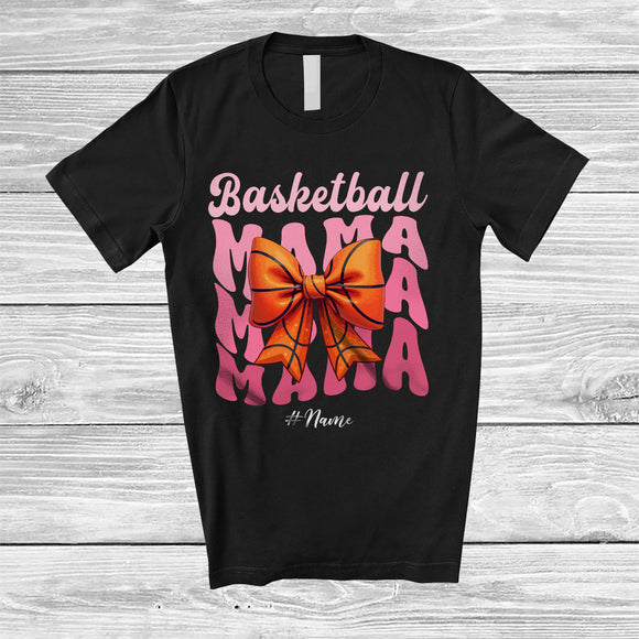 MacnyStore - Personalized Custom Name Basketball Mama; Lovely Mother's Day Coquette Bow Tie; Player Family T-Shirt