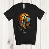 MacnyStore - Personalized Custom Name Basketball Skeleton Player; Horror Halloween Moon Sport Playing Team T-Shirt