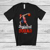MacnyStore - Personalized Custom Name Basketball Squad; Amazing 4th Of July Dabbing Sport Player; Patriotic T-Shirt
